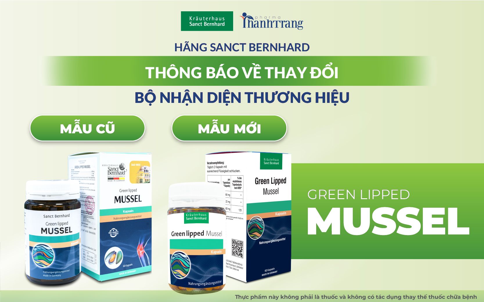 GREEN LIPPED MUSSEL SANCT BERNHARD THAY ĐỔI BỘ NHẬN DIỆN THƯƠNG HIỆU